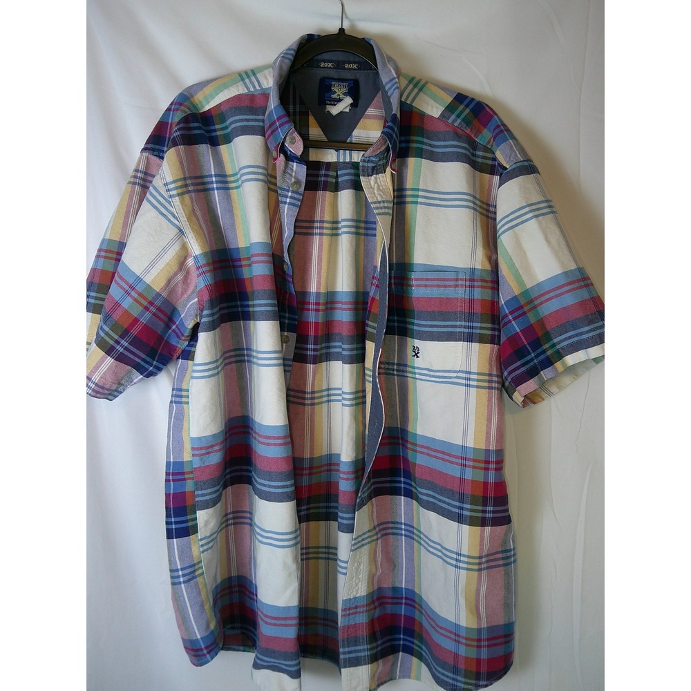 Twenty X The‎ Wrangler Mens Short Sleeve Plaid Button Up Shirt Size 4XL